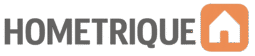 Hometrique Logo – Modern logo featuring a stylized house icon paired with clean, dark gray text for a contemporary home-focused blog.